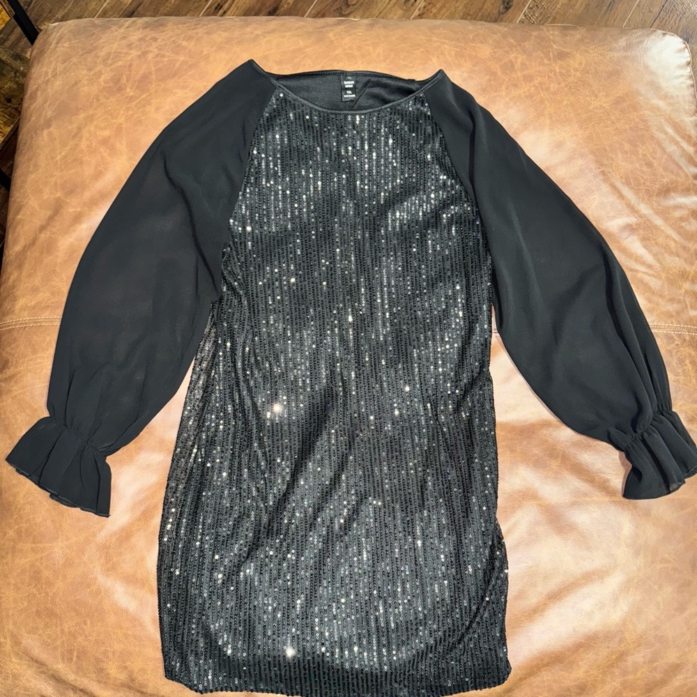 SHEIN Black Sequin Midi Dress